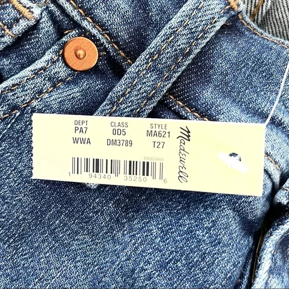 Madewell 10" High-Rise Skinny Jeans Blue Size 27